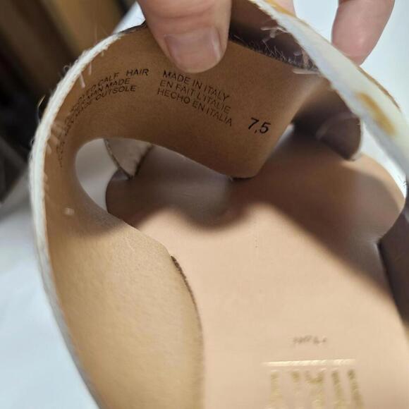 Seychelles Brown Tan Cow Calf Hair Sandals W 7.5 Slides NEW Boho Coastal Cowgirl - Picture 4 of 6